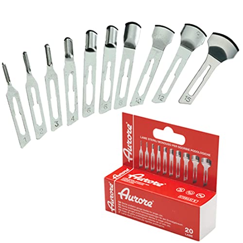 20 LAME SGORBIA STERILI BISTURI PEDICURE AURORE PROFESSIONALE ESTETISTA (N° 1)