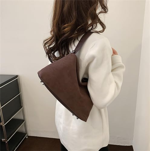 Image of Suede Shoulder Bags For Women Crossbody Bag Suede Tote Bag Satchels Slouchy Work Purses Crescent Handbag Fall Top Handle