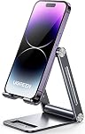 UGREEN Cell Phone Stand for Desk, Foldable Adjustable Aluminum Phone Stand Desktop Compatible for iPhone 16 15 14 13 12 Pro Max, iPhone X SE XS XR 8 Plus, Galaxy Note20 S20 S10 and More Devices, Grey