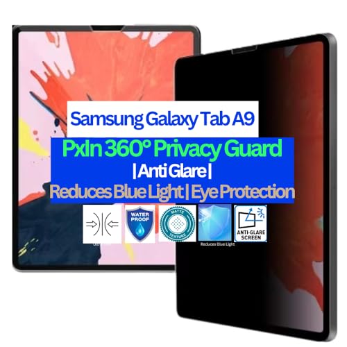 Image of Pxin Tablet Privacy Guard compatible with Samsung Galaxy Tab A9 | Privacy screen protector | Anti Glare | Anti Spy | Reduces blue light | Self healing from scratches | Eye Protection
