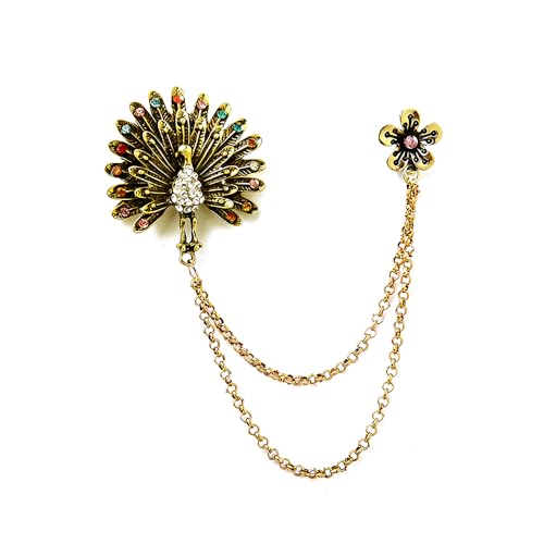 Broche fleur de paon vintage pour customiser une veste et masquer un col simple