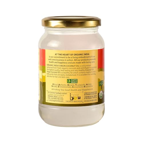 Image of Organic India Virgin Coconut Oil, 500ml | Labs Tested on 250+ Parameters | Certified Organic| Cold Pressed | Extracted from Coconut Milk | Authentic Flavour | Multipurpose Premium Coconut Oil