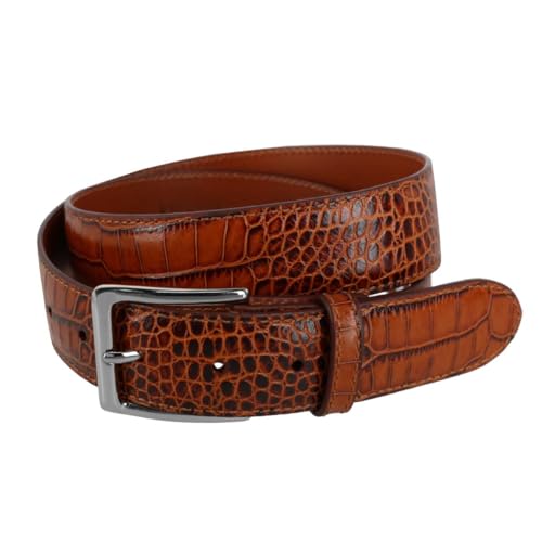 Trafalgar Men's Chance 35mm Mock Mini-African Alligator Embossed Italian Leather Belt