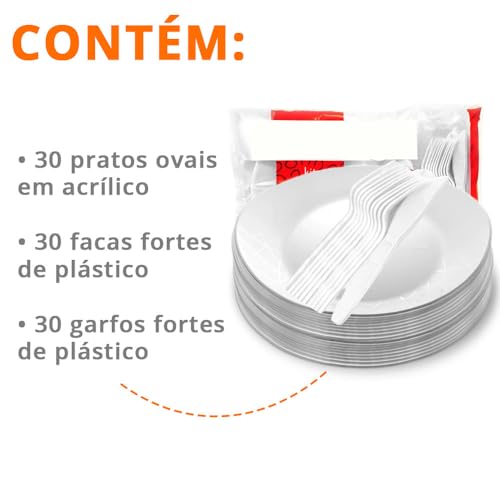 Kit Churrasco Reforçado Garfos Facas Descartável 30 Pessoas