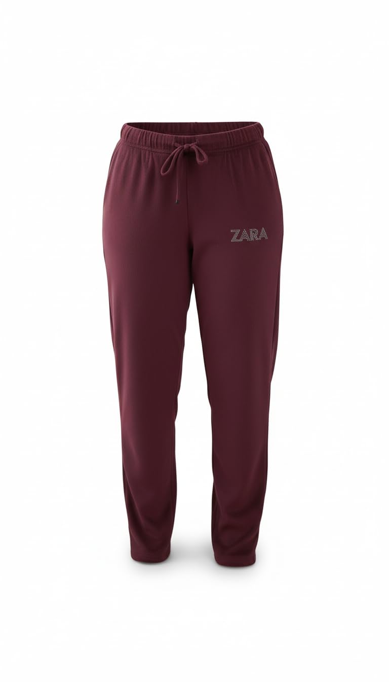 Women's Elastic Waist Casual Pants, Velvet Blend, Straight Leg, Ankle Length,Winter Straight Fit Velvet Pants for Women Without Pocket,