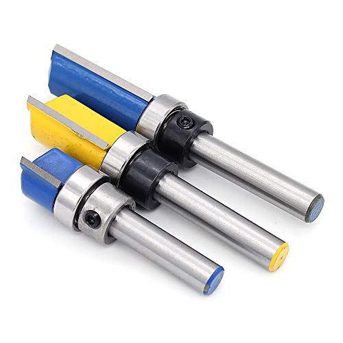 Yuhtech 3 pezzi 1/4 pollici strumento di fresa per la lavorazione del legno, set di punte per router modello con profilo a filo gambo
