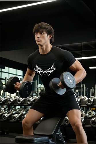 Image of Men Polyster Lycra Printed Half Sleeves Compression T-Shirt for Gym