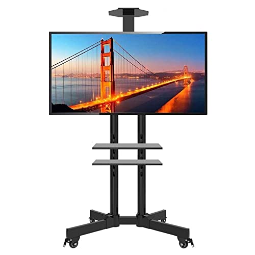 Soporte móvil ajustable para TV con estantes de almacenamiento miniatura 1