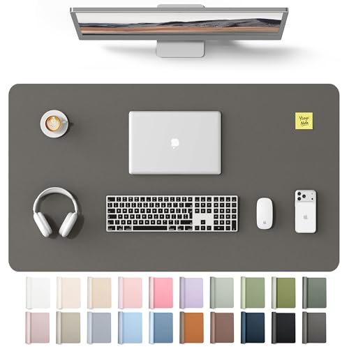 Image of YSAGi Leather Desk Protector, Office Mat, Large Mouse Mat, Non-Slip PU Leather Blotter, Laptop Desk Mat, Waterproof Writing Pad for Office and Home(Dark Grey, 40 inch x 24 inch)