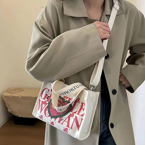 Cute Gentle Woman Tote Bag Colorful Hand-painted Canvas Handbags Handheld Shoulder Bag Office Travel Essentials2