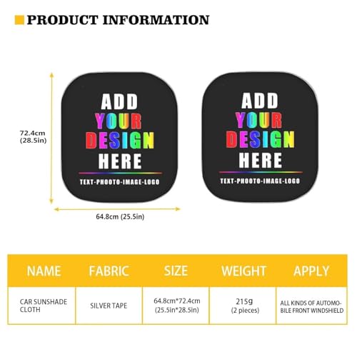 Image of Customized Sunshade Visor Foldable 2-Piece Car Windshield Sunshades Auto Sun Visor Heat Protection Removable Automotive Accessories Fit Car Front Window for Trucks SUV Van