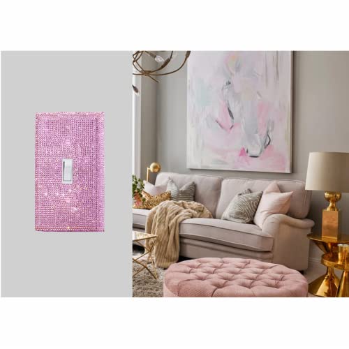 Image of Shiny Pink Rhinestones Wall Plates Light Switch Decorative Cover Plate Single Toggle Rhinestones Outlet Covers Wall Plate Decorative