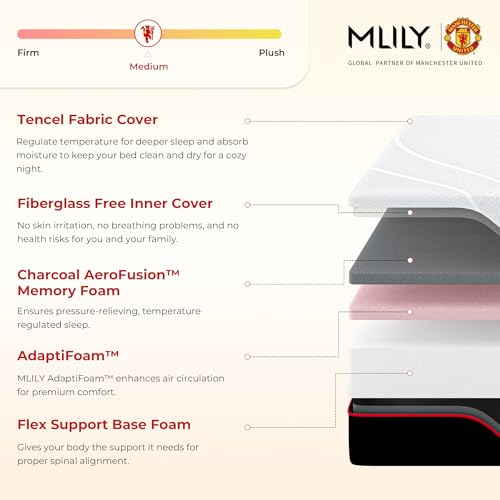 Image of MLILY Queen Size Mattress 12 Inch Memory Foam Manchester United, Medium Feel, Cool Sleep & Pressure Relief, Fiberglass Free, Made in The USA of Certified Safe US Foam and Global Materials, White