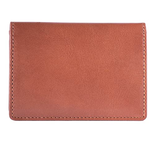 DiLoro RFID Leather Wallet for Men or Women Travel Bifold Card Holder Full Grain Cow Nappa 4"x3" Expandable to 1" Thick (Bugatti Tan)