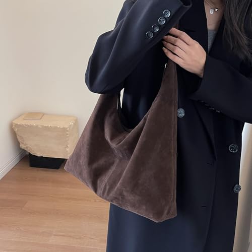 Bolso Tote de ante para mujer color marrón miniatura 3