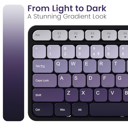 Image of Portronics Key11 Combo Rechargeable Wireless Keyboard and Mouse Set, Bluetooth 5.3&2.4GHz Wireless,Type-C Fast Charging,Gradient Keys, Noiseless Typing, High Precision Mouse, for PC&Laptop(Purple)