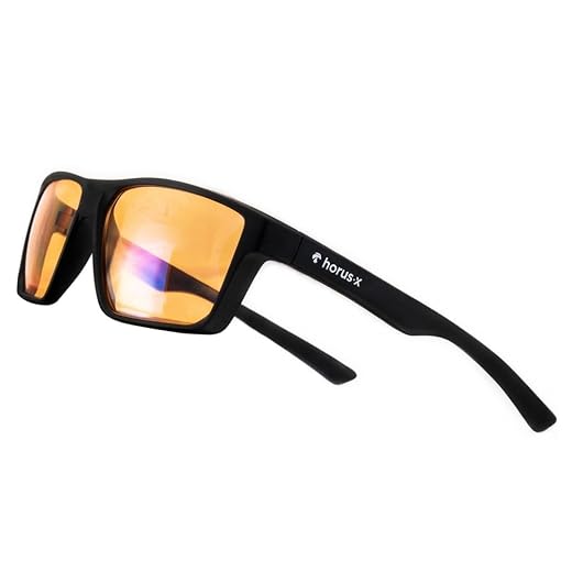 Horus X • Blue Light Blocking Gaming Glasses - Professional Screen Filter Anti Glare Fatigue Eyestrain Men and Women | Amber