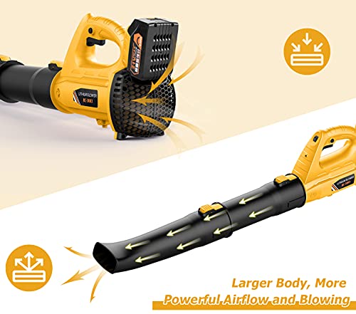 BHY 320 CFM 150 MPH Cordless Leaf Blower with 4.0Ah Battery & Charger, 6-Speed Dial, 2 Section Tubes - Electric Battery Powered Leaf Blower, Versatile and Easy to Use for Yard Work, Dust, Snow Debris - Thumbnail 7