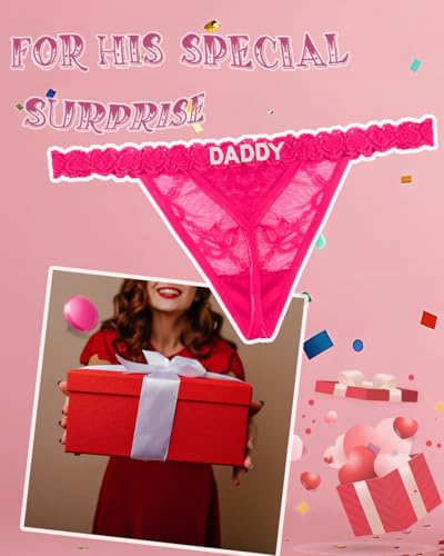 Image of Sexy Underwear for Women Lace Panties Sexy Thong with Funny Rhinestone Letters for Couple Gifts