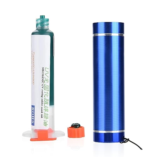 PCB Circuit Board Solder Mask Repair Kit, FlashLight & Curing Solder Resist Ink (NOT UV Flashlight for Heating and Drying),Solder Mask Net Reball Stencil for Cpu Repair BGA Chip Paint Shedding