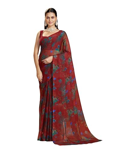 Image of Garden Vareli Nara Chiffon Abstract Floral Print Saree