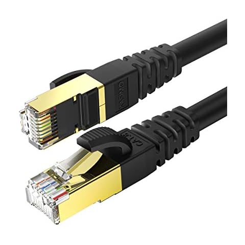 KASIMO CAT 8 Ethernet Cable Fastest Network Internet Ethernet LAN Cable,High Speed 40Gbps 2000Mhz SFTP LAN Wire Internet Patch Cable with RJ45 Connector 5 ft 2 Pack for Switch/Router Cover