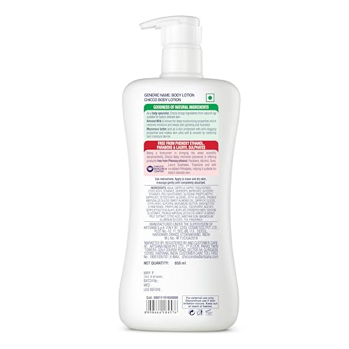 Image of Chicco Baby Moments Body Lotion for Babies, 650ml | Almond Milk & Murumuru Butter | Quick Absorb Formula with Natural Ingredients for Ultra Soft Skin | Dermatologically Tested | Parabens & Phenoxyethanol Free