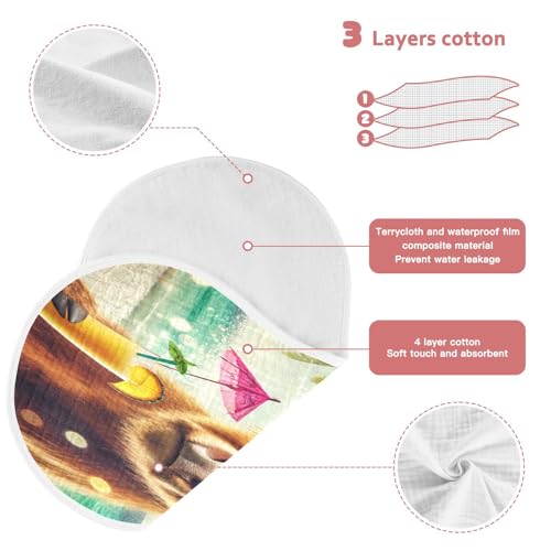 Summer Highland Cow Beach Baby Burp Cloths Muslin Soft Burp Cloth Rags Cotton Burp Clothes Absorbent for Girl Unisex Boy Newborn 1 Pack 22x11 Inches3