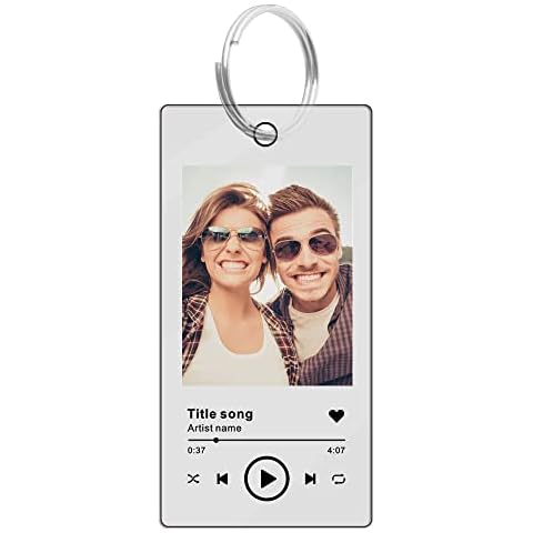 howson london Personalised Keyring Spotify Keyring Custom Gifts for Her Him Women Men Mum Dad Customised Song and Photo Spotify Picture Keychain for Birthday Christmas Fathers Day Cover