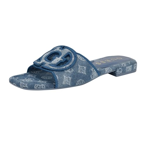 Guess Women's Tarishae Sandal, Blue Denim Logo 421, 8