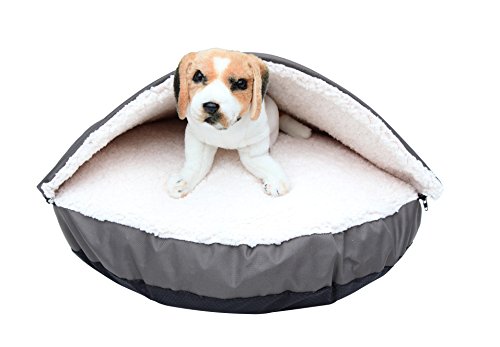 Long Rich Durable Oxford To Sherpa Pet Cave And Round Pet Bed, 25", With Removable Top And Insert, By Happycare Textiles #TOP2