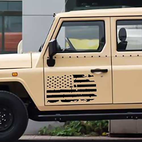 23.6''X11.8'' Distressed American Flag Sticker For Car Door, Graphic Usa Us Flag Auto Patriotic Decal, Old Glory Grunge Look Stickers For Tailgate Window Hood, Fits Most Cars, Suv, Truck #TOP4