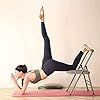 INNOLIFE Yoga Auxiliary Chair with Lumbar Back Support Foldable Balance Training with Purple Yoga Resistance Band