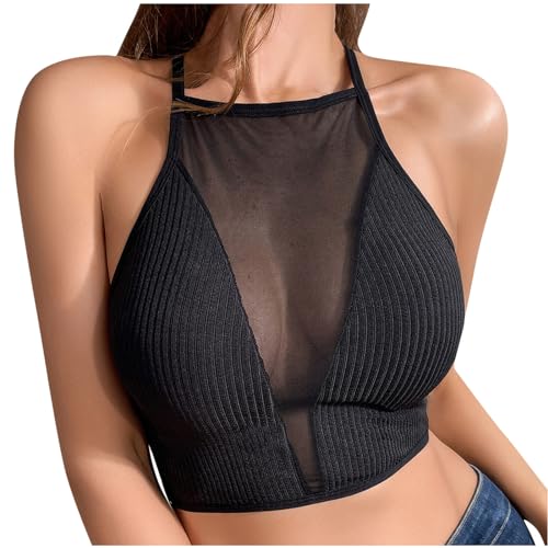Encuentra la mejor selección de Liquidacion cierre tienda los mejores 10. 25 Sujetadores deportivos para mujer, brasier de malla translúcida de alto soporte, sólido suave, sexy, sin aros, brasier integrado, #1_negro, Large