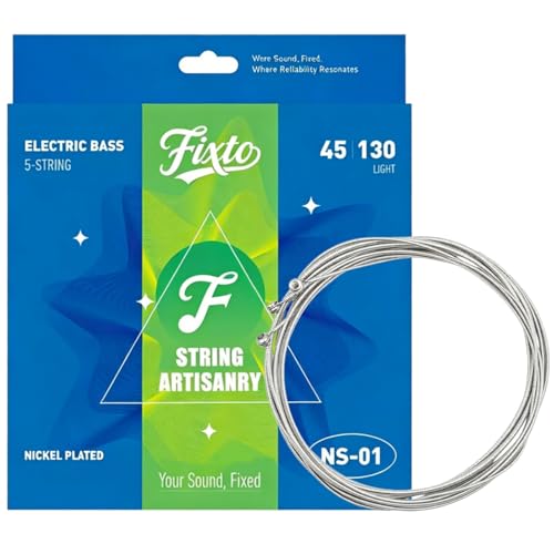 Fixto 4-String Bass Strings 45-105, Long Scale Coated Nickel Roundwound Bass Strings, Anti-Rust...