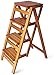 KUYT Składany 4 Stolek Drabinowy Stołek, Domowe Schody Barkowe Krzesło Jadalne Drewno Stołek Domowy Narzędzie Ogrodowe Wielofunkcyjne/Orzech Włoski
