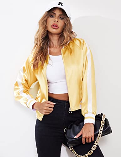 Zeagoo Women's Bomber Jacket Lightweight Zip Up Jacket Casual Striped Jacket Coat Outerwear Windbreaker with Pockets2