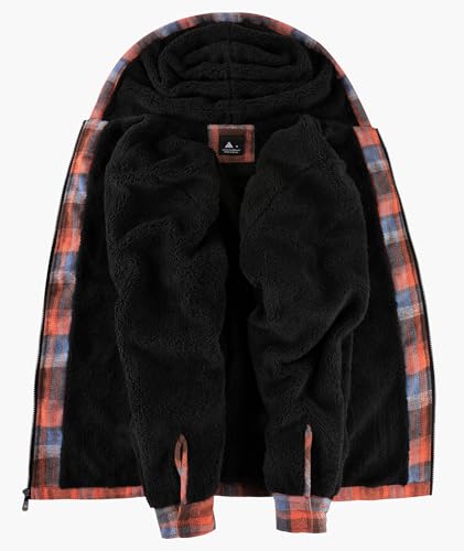 Image of SCODI Men's Flannel Jacket Sherpa Lined Plaid Fleece Hoodies Zip Up Coat