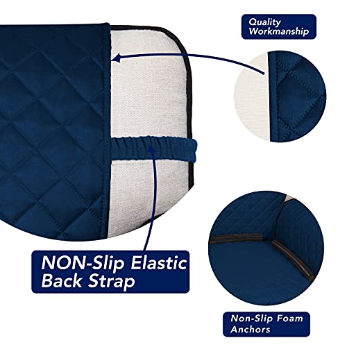 Image of PureFit Reversible Quilted Sofa Cover, Water Resistant Slipcover Furniture Protector, Washable Couch Cover with Non Slip and Elastic Straps for Kids, Pets (Chair, Navy /Navy)