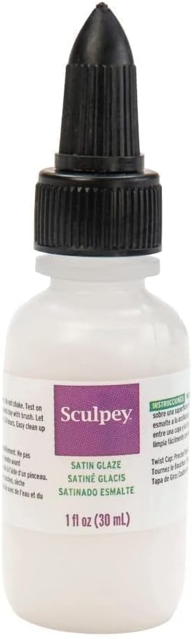 Sculpey Polyform Satin Glaze, Non Toxic, 1 fl oz. Bottle with Precise Flow Twist Cap. Will add a Satin Finish to Your Baked Polymer Oven-Bake Clay Creations! - Image 5