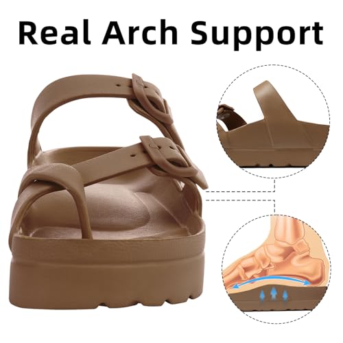 Image of Goosecret Women's Platform Sandals with Arch Support Comfortable Foam Slides Summer Beach Sandals with Adjustable Buckle