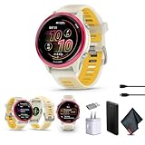 Garmin Forerunner 570 - Smartwatch da corsa, 42 mm, WiFi, GPS, fitness per uomini e donne, in alluminio lampone con cinturino traslucido Osso/Mango, con P-Bank e altro