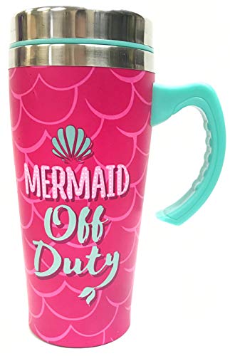 Eclipse Mermaid Unicorn Design 16oz 100% Stainless Steel Temperature Retention Travel Mug Cup w/Handle, Assorted Designs, Choose Your Style! (Mermaid Off Duty)