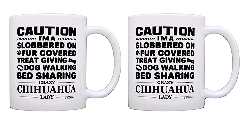 ThisWear Dog Gifts for Dog Lovers Crazy Chihuahua Lady Rescue Gifts 2 Pack 11oz Ceramic Coffee Mug Set