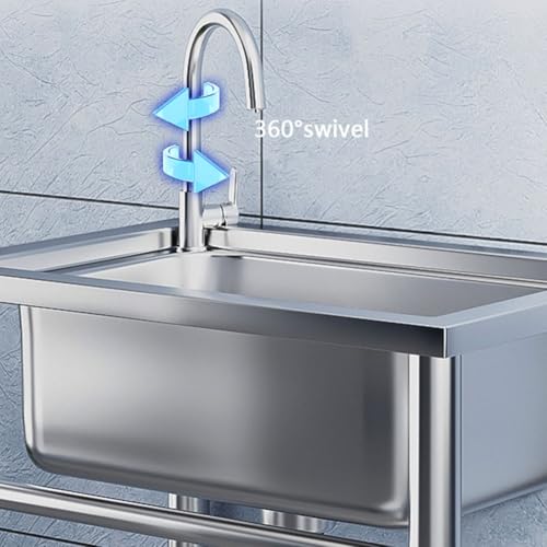 Ensemble d'évier utilitaire en acier inoxydable avec grand bac de lavage - 3