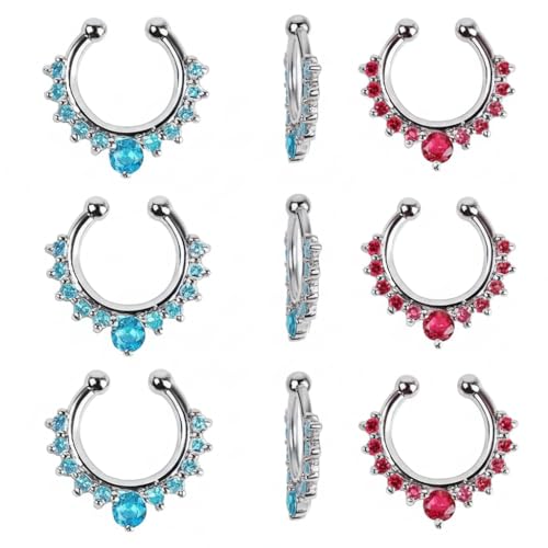 Image of RUVEE Nose & Ear Clip Titanium Plated Pin Non Pierced Just Press for Women & Girls Septum Ring