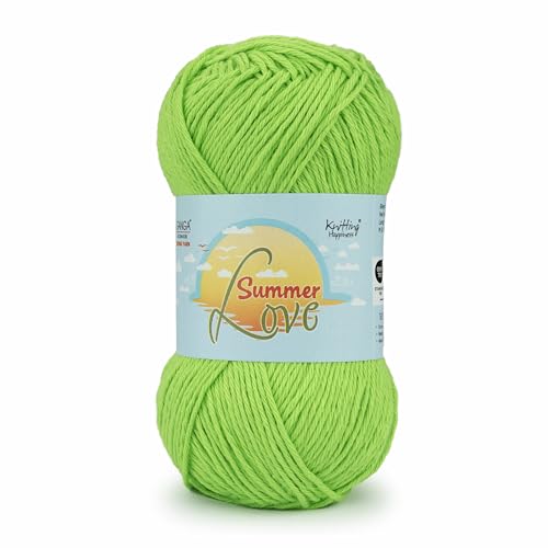 Image of Ganga Acrowools Summer Love - Sport Weight - Cotton Yarn -Oekotex Class L Certified - Pack of 1-50 GMS Per Ball (Lime Rick)