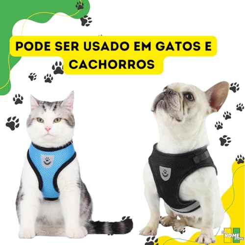 Coleira Peitoral Para Cachorro Pet Colete Refletivo + Guia Cor Preto Tamanho Da Coleira (Preto, M)