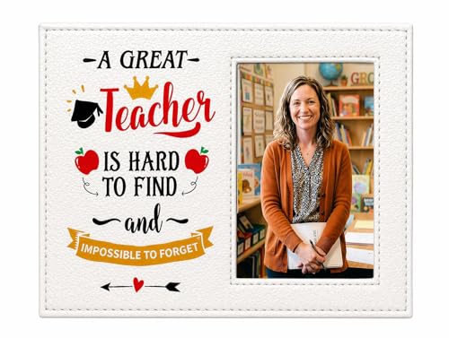 WhatSign Teacher Appreciation Picture Frame - 4x6 Photo Wooden Teachers Photo Frame for Thank You Teacher End of School Year Gifts Picture Frames for Graduation Back to School Decorations