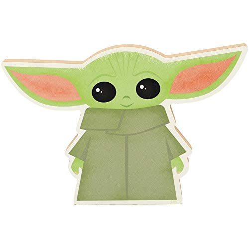 Image of Disney Star Wars Baby Yoda Shelf Sitter Decor - Chunky Wood Block Cutout for Kids' Bedroom, Play Room or Office